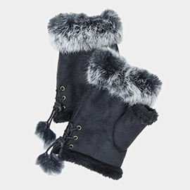 Fingerless Fur Trim Gloves