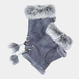 Fingerless Fur Trim Gloves