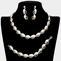 3PCS - Crystal Rhinestone Marquise Necklace Set