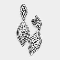 Marquise Rhinestone Clip on Earrings