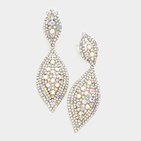 Marquise Rhinestone Clip on Earrings