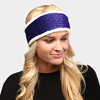 Faux Fur Trim Soft Knit Headband
