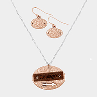 Courage Wood Arrow Metal Pendant Necklace