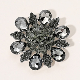 Floral Glass Stone Pin Brooch