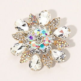 Floral Glass Stone Pin Brooch