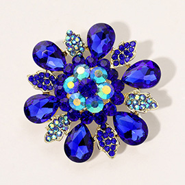 Floral Glass Stone Pin Brooch