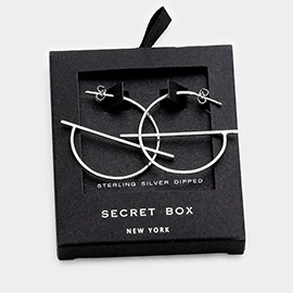 Secret Box _ Sterling Silver Dipped Geometric Hoop Earrings
