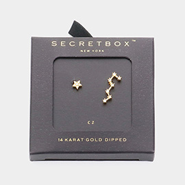 Secret Box_14K Gold Dipped CZ Stone Paved Unbalance Star Earrings