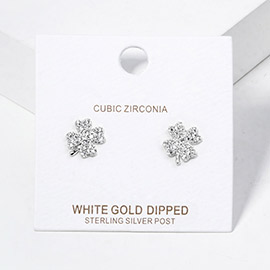 Cubic Zirconia Clover Stud Earrings