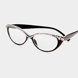 Crystal Detail Semi Cat Eyes Reading Glasses