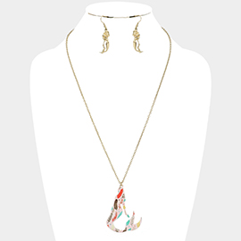 Patterned Mermaid Pendant Necklace