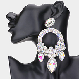 Oversized Marquise Triple Flower Chandelier Evening Earring