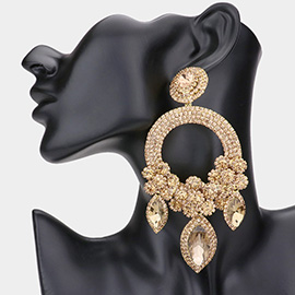 Oversized Marquise Triple Flower Chandelier Evening Earring