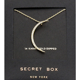 SECRET BOX_14K Gold Dipped CZ Moon Pendant Necklace