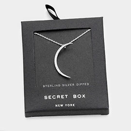 Secret Box _ Sterling Silver Dipped CZ Moon Pendant Necklace