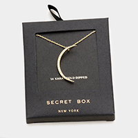 Secret Box _ 14K Gold Dipped CZ Moon Pendant Necklace
