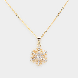 Crystal Rhinestone Snowflake Pendant Necklace