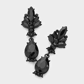 Marquise Glass Crystal Teardrop Dangle Evening Earrings
