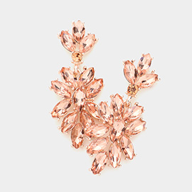 Marquise Glass Crystal Oval Cluster Vine Evening Earrings