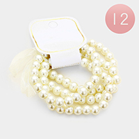 12 Set of 4 - Faux Pearl Stretch Bracelets