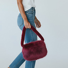 Furry Faux Fur Top Handle Plush Shoulder Handbag