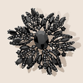 Glass Crystal Flower Brooch / Pendant