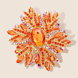 Glass Crystal Flower Brooch / Pendant