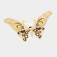 Pave Crystal Rhinestone Butterfly Pin Brooch