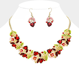 Stone Flower Leaf Statement Necklace