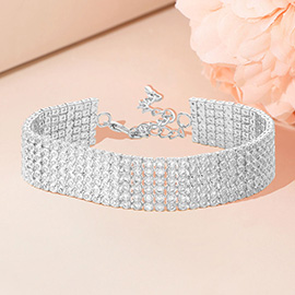 6 Rows Pave CZ Tennis Evening Bracelet