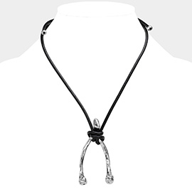 Unisex Wishbone Metal Pendant Necklace