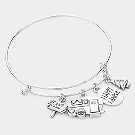 Happy Camper Message Metal Car Tree Charm Bracelet