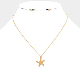 Matte Starfish Pendant Necklace