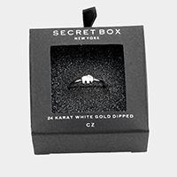 Secret Box _ 24k White Gold Dipped CZ Elephant Ring