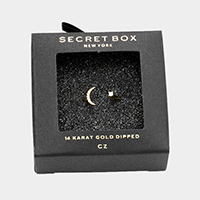 Secret Box _ 14K Gold Dipped CZ Crescent Moon Ring
