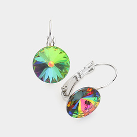 Genuine Round Crystal Lever Back Earrings