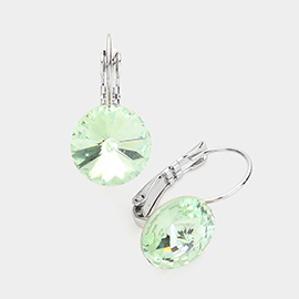 Genuine Round Crystal Lever Back Earrings