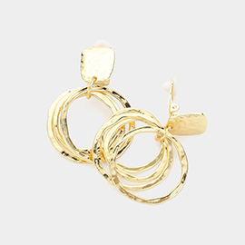 Layered Metal Hoop Clip on Earrings