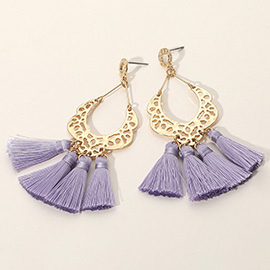 Filigree Metal Chandelier Tassel Dangle Earrings