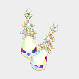 Glass Crystal Teardrop Accented Evening Earrings