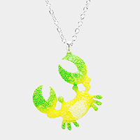 Crab Colored Metal Pendant Necklace