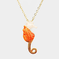 Seahorse Colored Metal Pendant Necklace