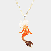 Mermaid Colored Metal Pendant Necklace
