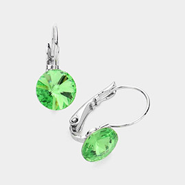 Genuine Round Crystal Lever Back Earrings