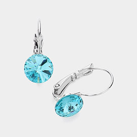 Genuine Round Crystal Lever Back Earrings