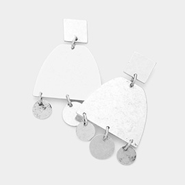 Geo Metal Disc Link Dangle Earrings
