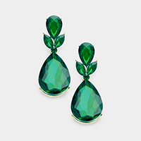 Floral Glass Crystal Teardrop Evening Earrings