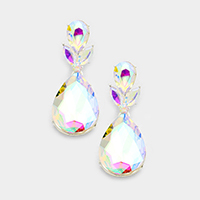 Floral Glass Crystal Teardrop Evening Earrings