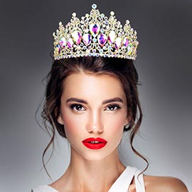 Crystal Glass Teardrop Cluster Marquise Tiara