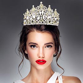 Crystal Glass Teardrop Cluster Marquise Tiara